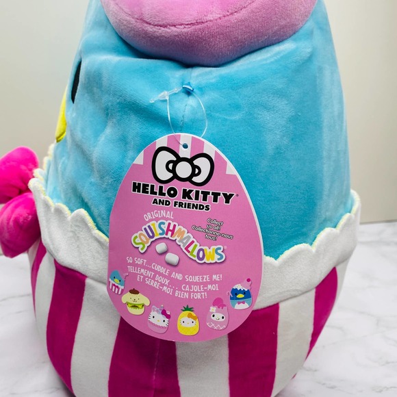 Squishmallows Hello Kitty Tuxedosam Sam Milkshake 12" Plush Sanrio Blue Pillow - Picture 6 of 14